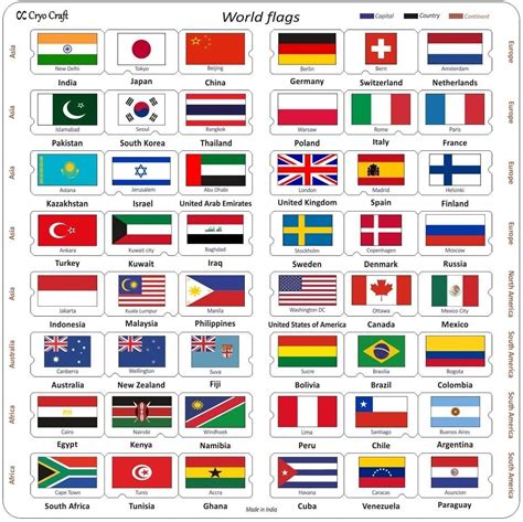 Cryo Craft World of Flags | Flags, Continent and Capital of 48 Countries | Educational Toys ...