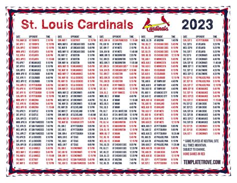 Printable 2023 St. Louis Cardinals Schedule