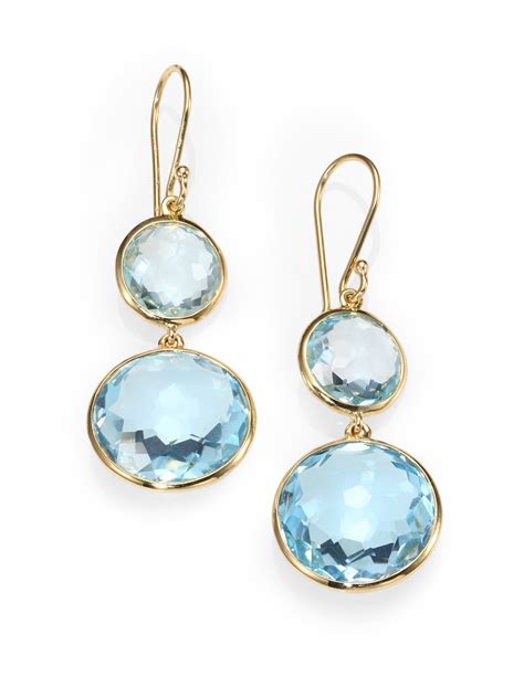 Ippolita Blue Topaz 18k Gold Drop Earrings in Blue (BLUE TOPAZ) | Lyst