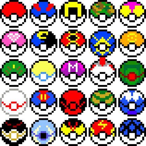 Pokemon Pixel Art Poke Ball : Poké balls are small, round objects used ...