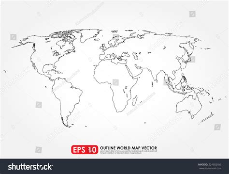 Flat World Map Outline Stock Vector 224902186 - Shutterstock