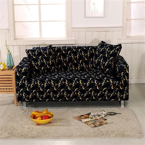 Black Stretch Sofa Covers 100% Polyester Corner Sofa Slipcovers For Living Room Single Double ...