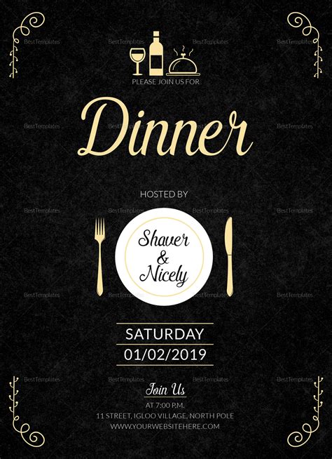 Dinner Invitation Card Design Template in Word, PSD, Publisher