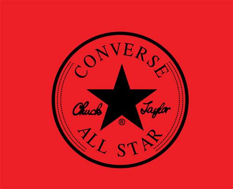 Converse All Star Logo Brand Black Shoes Symbol Design Vector Illustration With Red Background ...