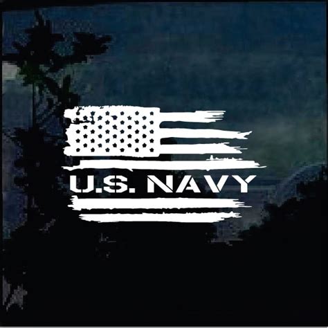 Navy Car Us Weathered American Flag Window Decal Sticker | Custom Made In the USA | Fast Shipping