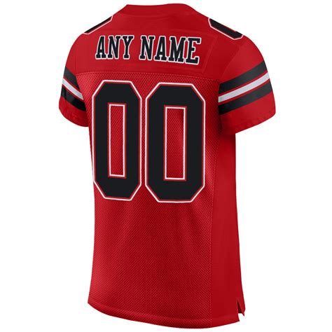 Custom Red Black-White Mesh Authentic Football Jersey – Fiitg