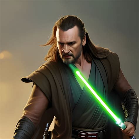 qui-gon jinn, green lightsaber, 8k resolution concept art portrait by Greg Rutkowski, Artgerm ...