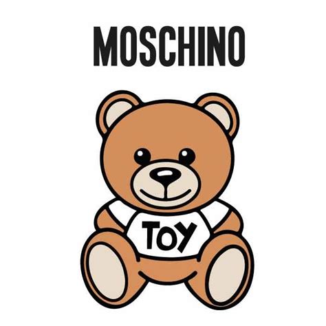 a brown teddy bear with the words moschino on it