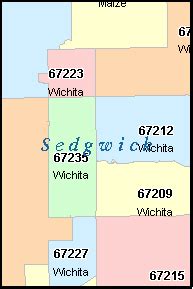 WICHITA Kansas, KS ZIP Code Map Downloads