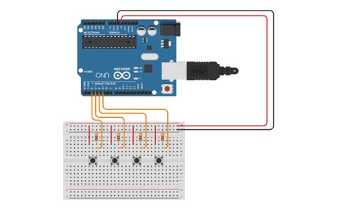 Circuit design 4 Push Button Counter - Tinkercad