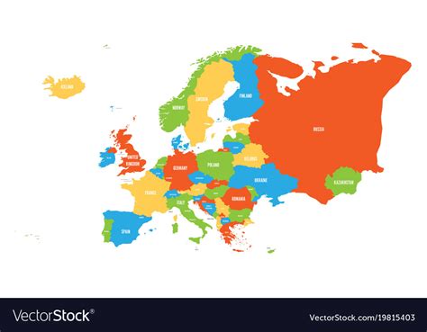 Political map of europe continent in four colors Vector Image