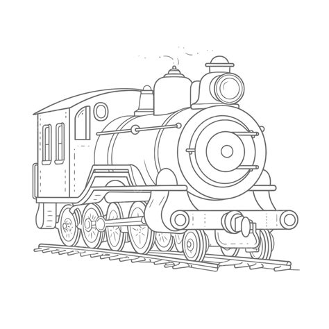 Coloring Sheet With An Outline Pattern Of A Steam Engine Sketch Drawing ...