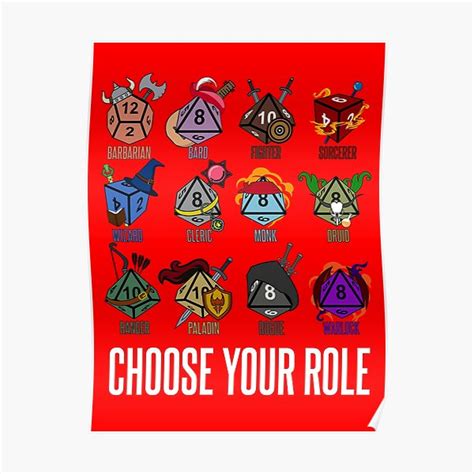 "D&D Character Class Hit Dice" Poster for Sale by McPod | Redbubble