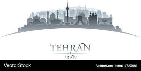 Tehran iran city skyline silhouette white Vector Image