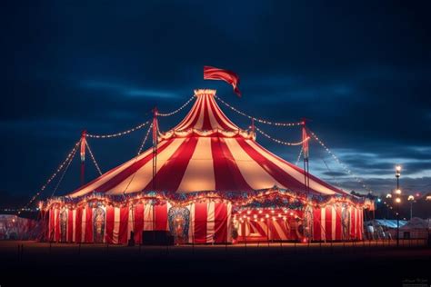 Premium AI Image | Circus tent with illuminations lights at night Cirque facade