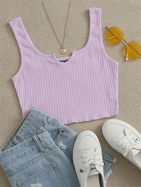 SHEIN Rib-knit Cami Top | Knitted crop tank top, Teenage fashion outfits, Cute outfits