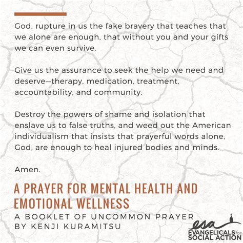 A Prayer for Mental Health and Emotional Wellness - Christians for Social Action