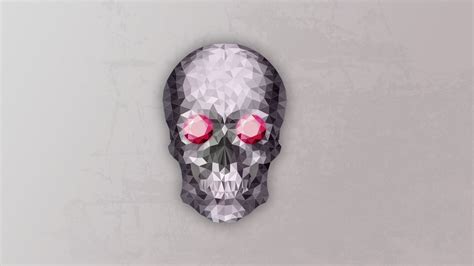 White and black skull painting, skull, simple background, low poly, digital art HD wallpaper ...