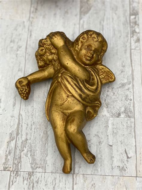 Vintage Gold Cherub Wall decor, Golden Angels wall Plaques, Angel Figurines Hollywood Regency