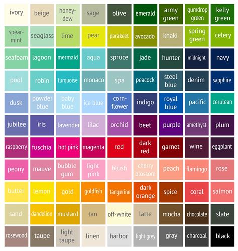 Printable Color Chart