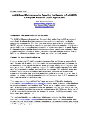 Fillable Online methodology for exporting the hazards us hazus earthquake model for global ...