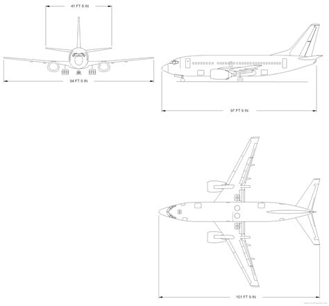 1989 Boeing 737-500 blueprints free - Outlines