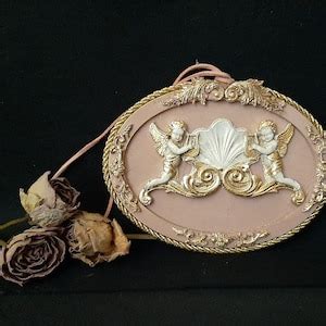 Vintage Style Cherub Wall Plaque Wood Hanging Plaque Handcrafted Wall Plaque Aesthetic Wall ...