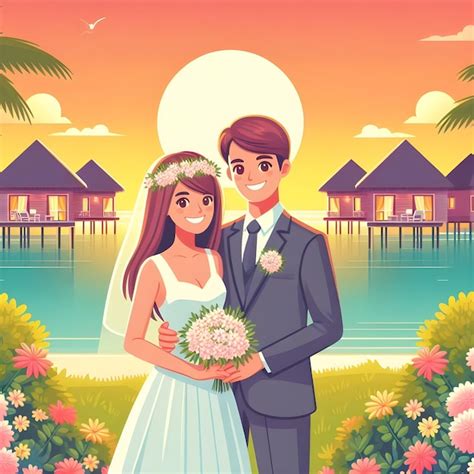 Premium Photo | Bride and groom vector wedding lovely ai generator