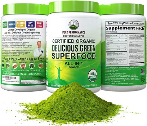 Peak Performance Organic Greens Superfood Powder Deals