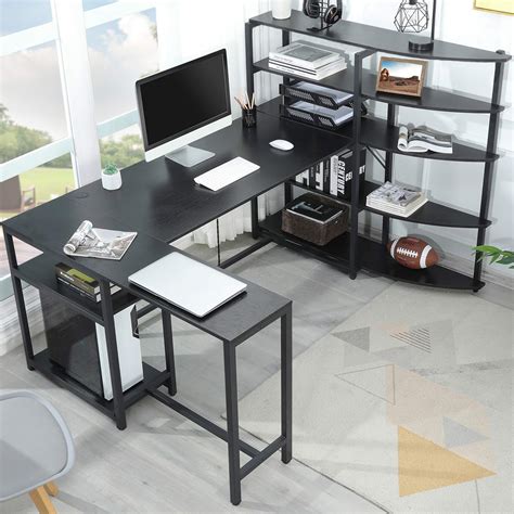 Buy Sedeta L Shaped Desk with 5 Tier Storage Shelves, 68.5 inch Corner Desk, L Shaped Gaming ...