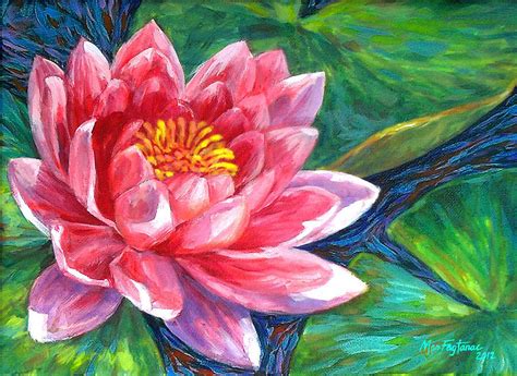 Red lotus flower Painting by Mon Fagtanac - Fine Art America