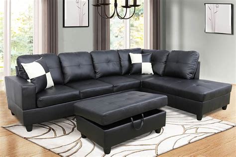 Living Room Ideas With Black Leather Sectional | Bryont Blog