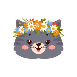 Cute animals with flower crowns and floral wreaths