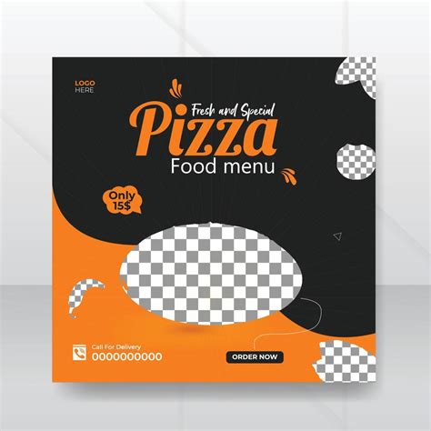 Pizza food menu and social media post design template 15082714 Vector ...