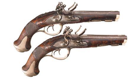 Pair of Double Barrel Flintlock Pistols