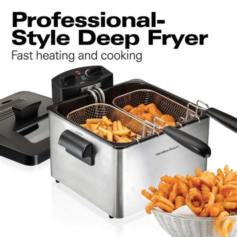 Hamilton Beach Deep Fryer, 4.5 Liters/19 Cup Oil Capacity Professional-Style with 3 Baskets ...