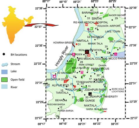 Physical Location Map of Calcutta