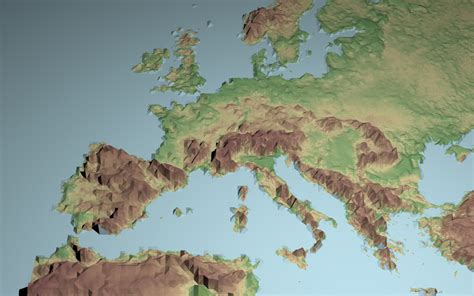 Low polygon 3D europe map