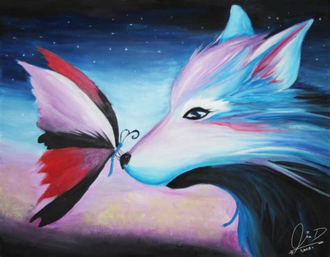 Oil painting - Galaxy Wolf by SakisakiYNana on DeviantArt