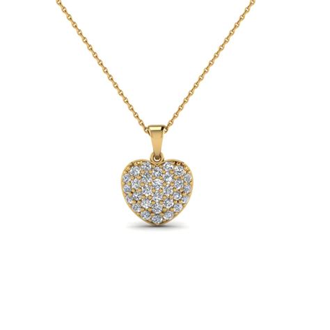 Cluster diamond Heart Shaped Pendant Necklace In 18K Yellow Gold | Fascinating Diamonds