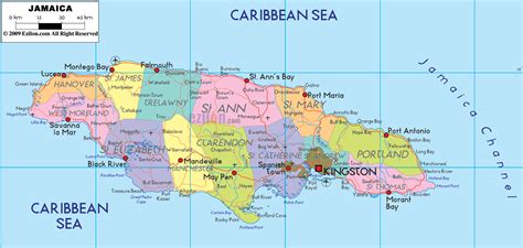 jamaica map political map of jamaica ezilon maps