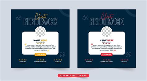 Customer service feedback template on a dark background. Customer feedback review or testimonial ...