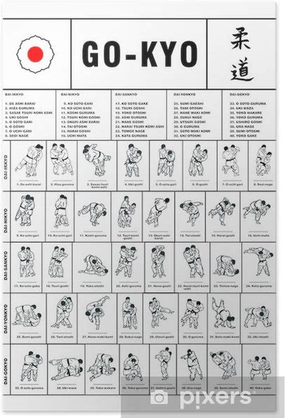 The Traditional Gokyo Of Kodokan Judo Poster, Judo Techniques Poster, Judoka Gift, Judo Dojo ...