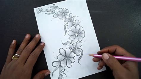 Easy Pencil Drawings Of Flowers Step By Step