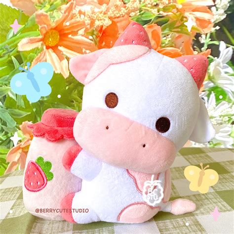 PRE-ORDER Bella the Strawberry Cow Plushie – Berrycutestudio