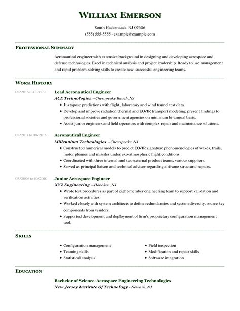 Aeronautical Engineer Resume Examples | Aviation | LiveCareer