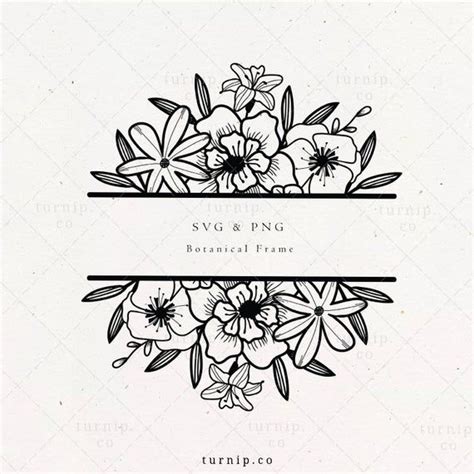 Floral Split Monogram SVG Border Wedding File, Flower Text Divider, Family Mailbox Frame Leaf ...