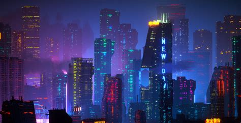 Wallpaper : digital art, artwork, illustration, cityscape, night ...