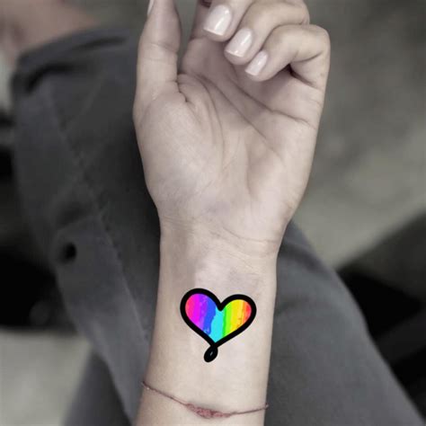 Rainbow Heart Temporary Tattoo Sticker - OhMyTat