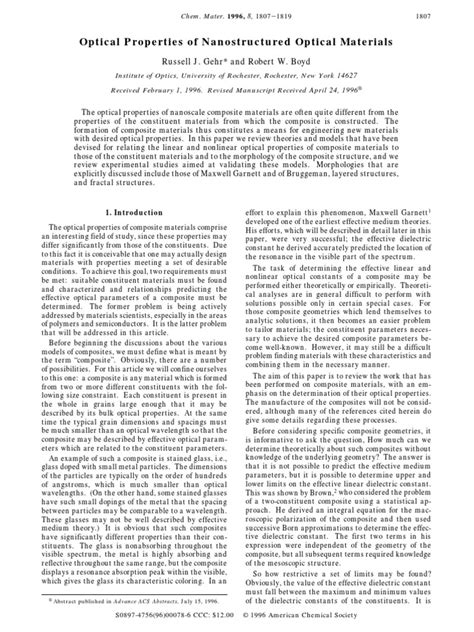 Optical Properties of Nanostructured Optical Materials | PDF ...